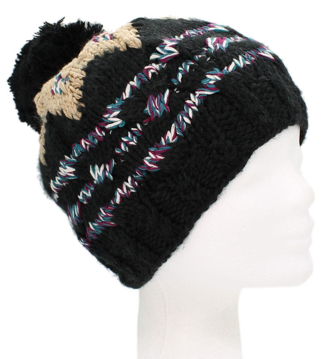 dy_mode Strickmütze Damen Bommelmütze im Norweger-Look Strickmütze Grobstri günstig online kaufen