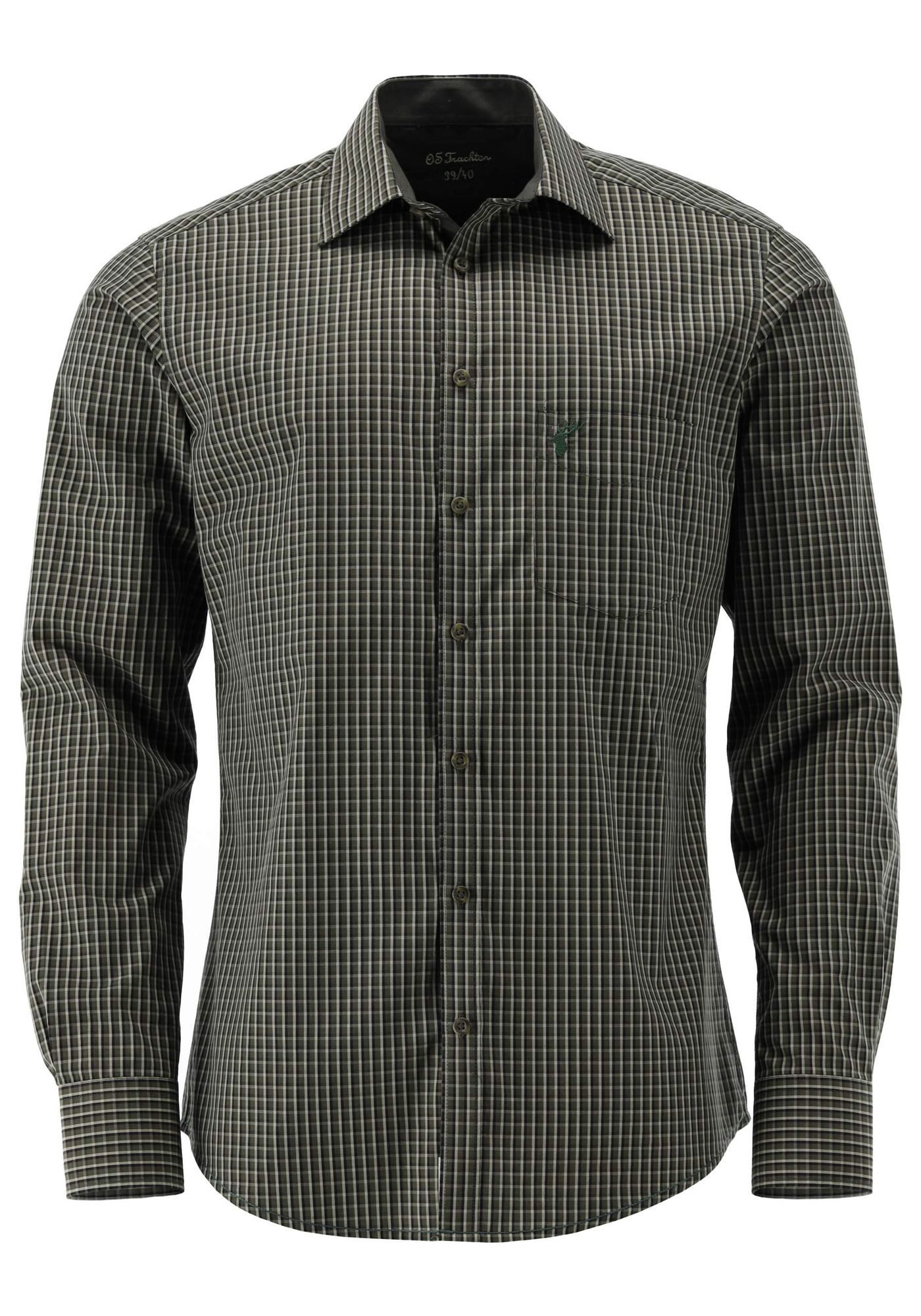 OS Trachten Outdoorhemd Emibo Slim Fit, 1/1-Arm, Haifischkragen