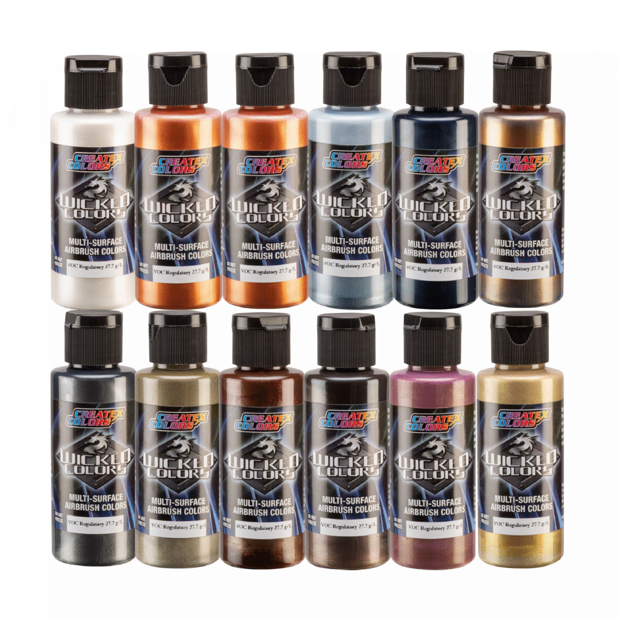 Createx Colors Acrylfarbe Wicked W133-02 Metallic Galaxy Set 12 x 60 m Airbrush Farbe 116133