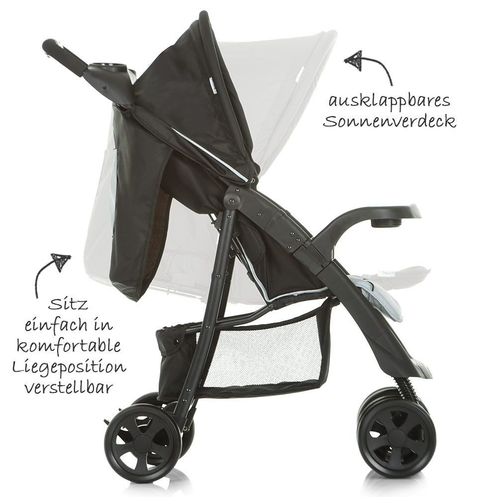 Hauck Kinder-Buggy Shopper Neo II - Caviar Silver, mit Liegeposition und Einhand-Faltmechanismus