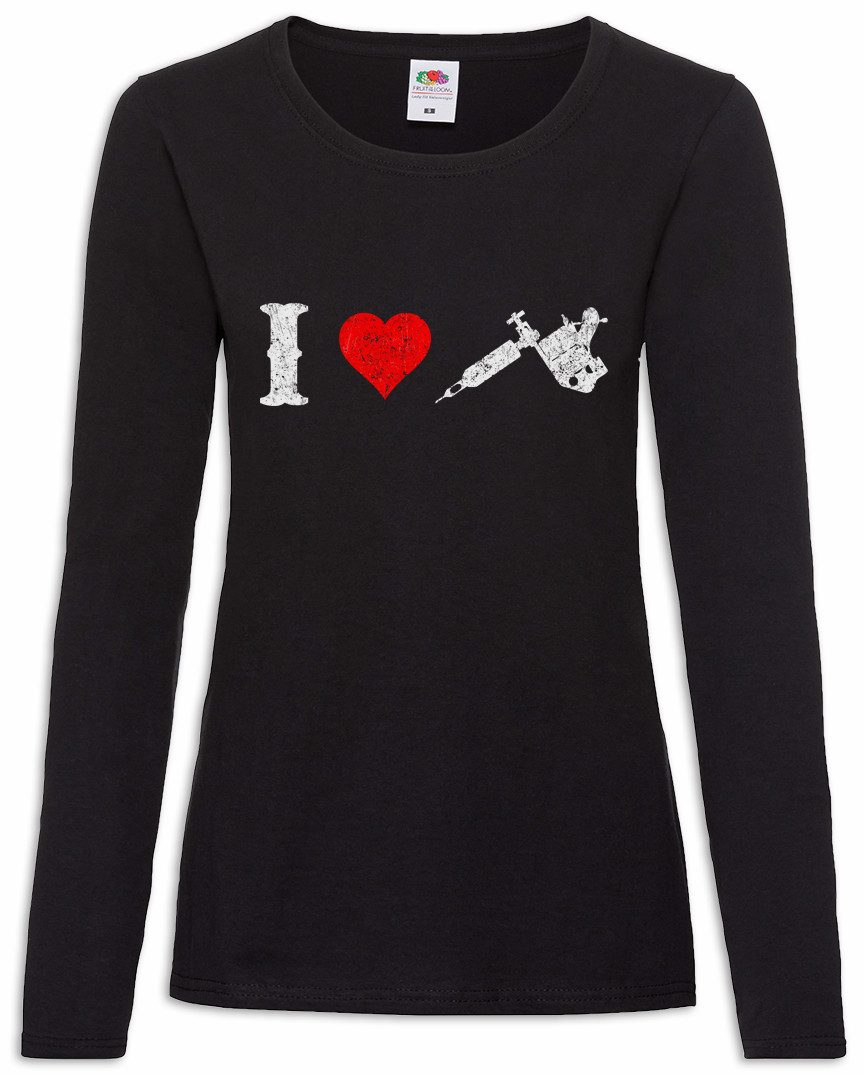 Urban Backwoods Langarmshirt I Love Tattoo Machine Damen Langarmshirt Studio Gun Maschine Artist (1-tlg) Art Tätowierer Ink Tätowierer