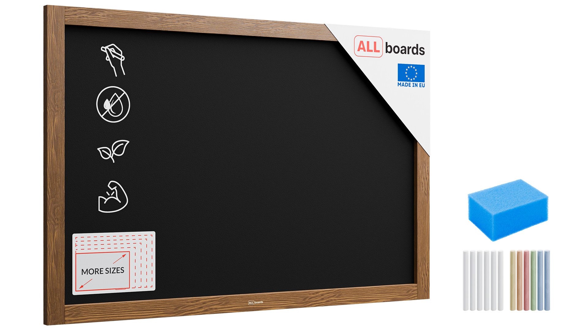 ALLboards Tafel ALLboards Kreidetafel Holzrahmen Schreibtafel Wandtafel