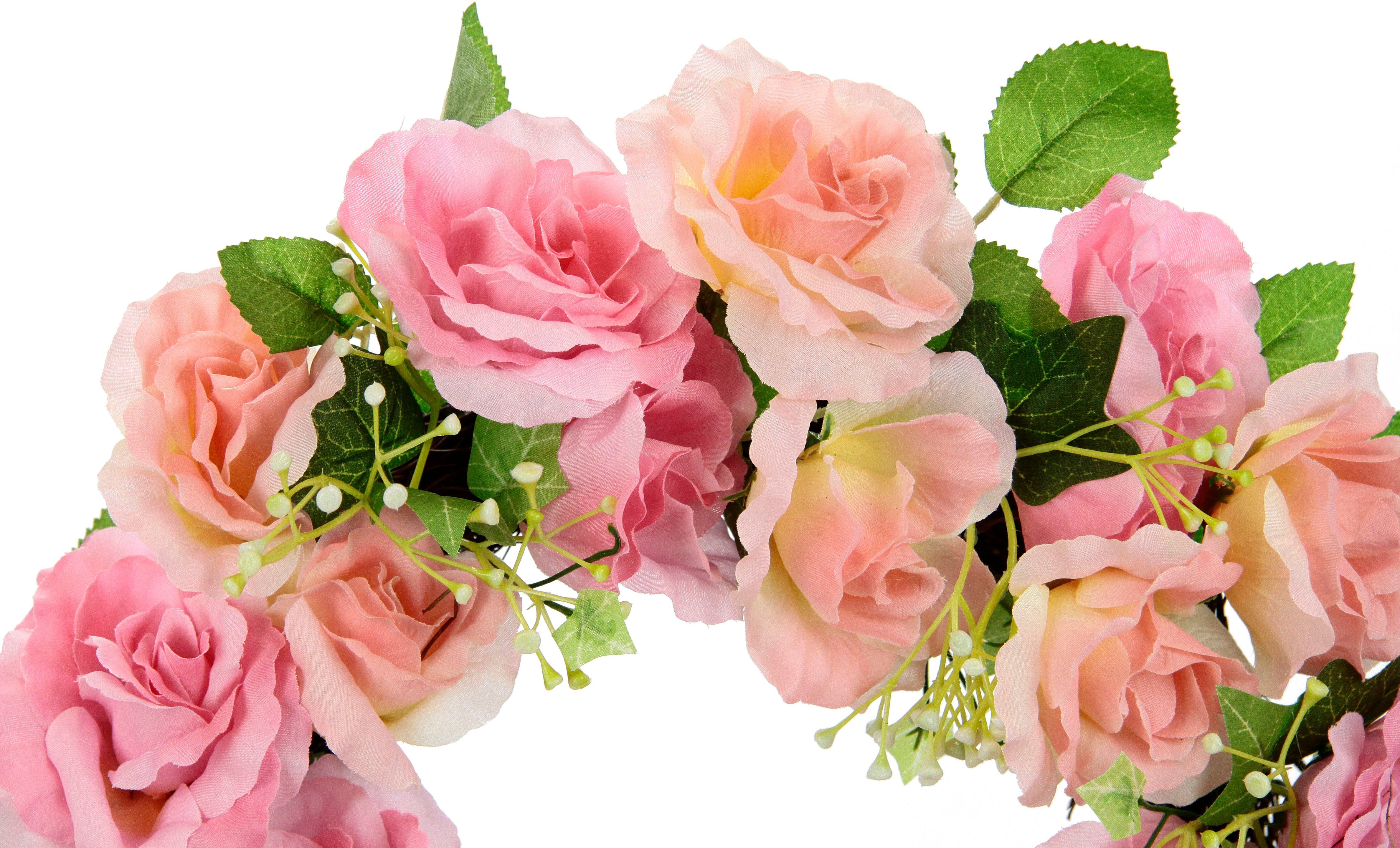 Lebendig Rose Dekoration Seidenblumen Blumen Hängedeko Blütenkranz 