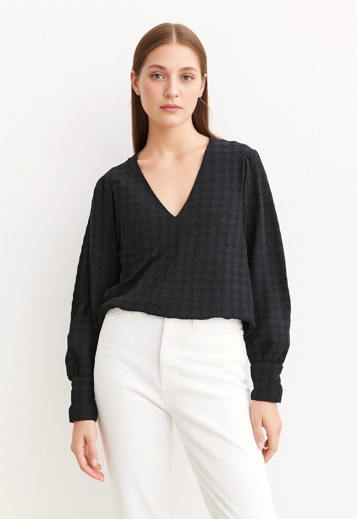 Vero Moda Langarmshirt VMBECCA LS V-NECK LACE TOP JRS NOOS günstig online kaufen