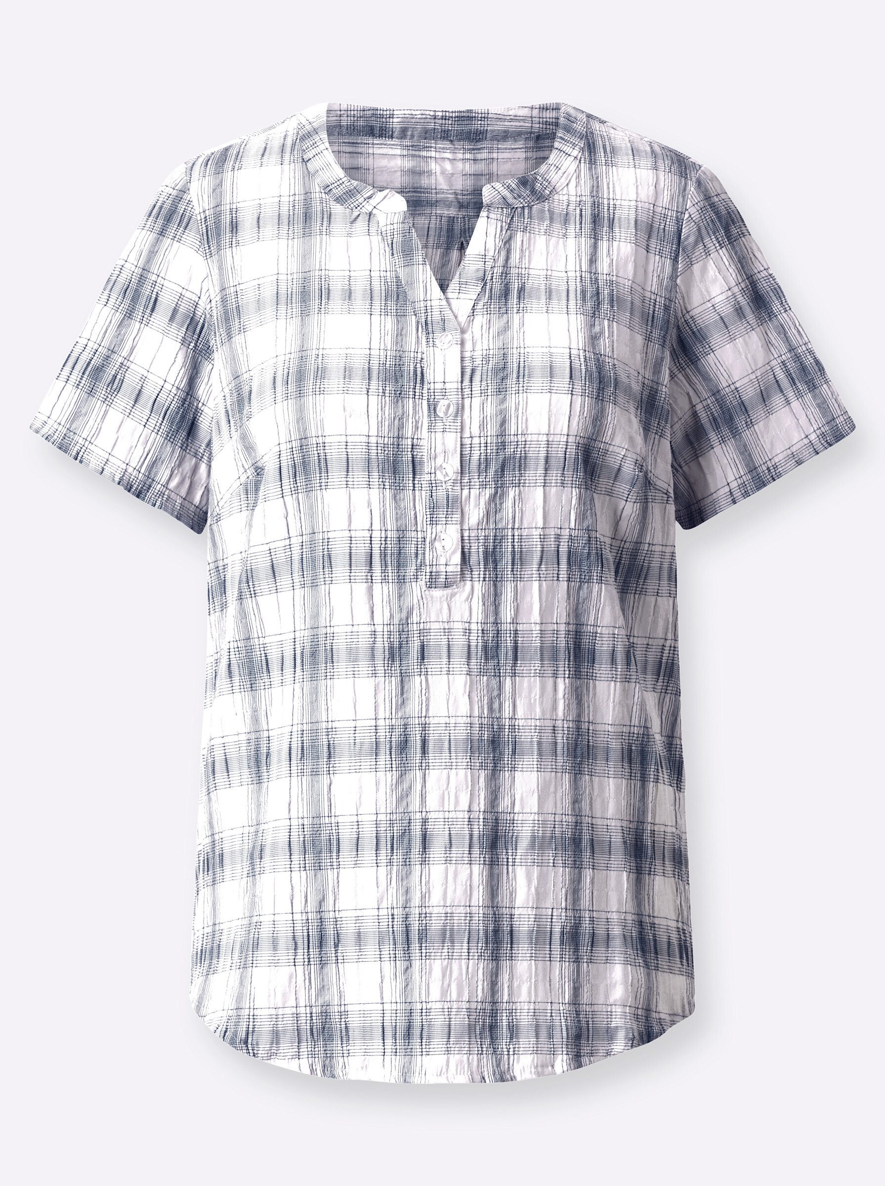Klassische Bluse Karo-Bluse Kurzarm