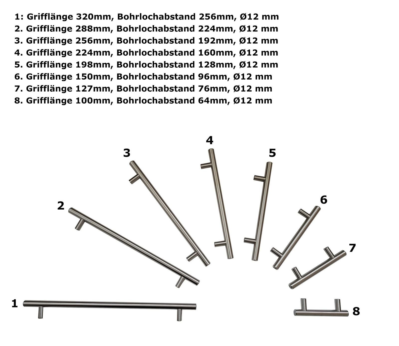 100mm x Edelstahl Möbelgriff Provance - 64mm 6-St) Möbelgriff 6 20 (Set, Bohrlochabstand