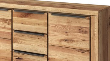 Massivart® Sideboard GRETA 160 cm / Massivholz Eiche teilmassiv geölt, 2 Türen / 3 Schubladen / 2 Einlegeböden