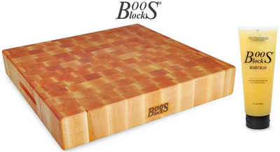 Boos Blocks Schneidebrett BOOS Blocks PREP BLOCKS Ahorn 46x46x7,5 cm + Pflegecreme BB27