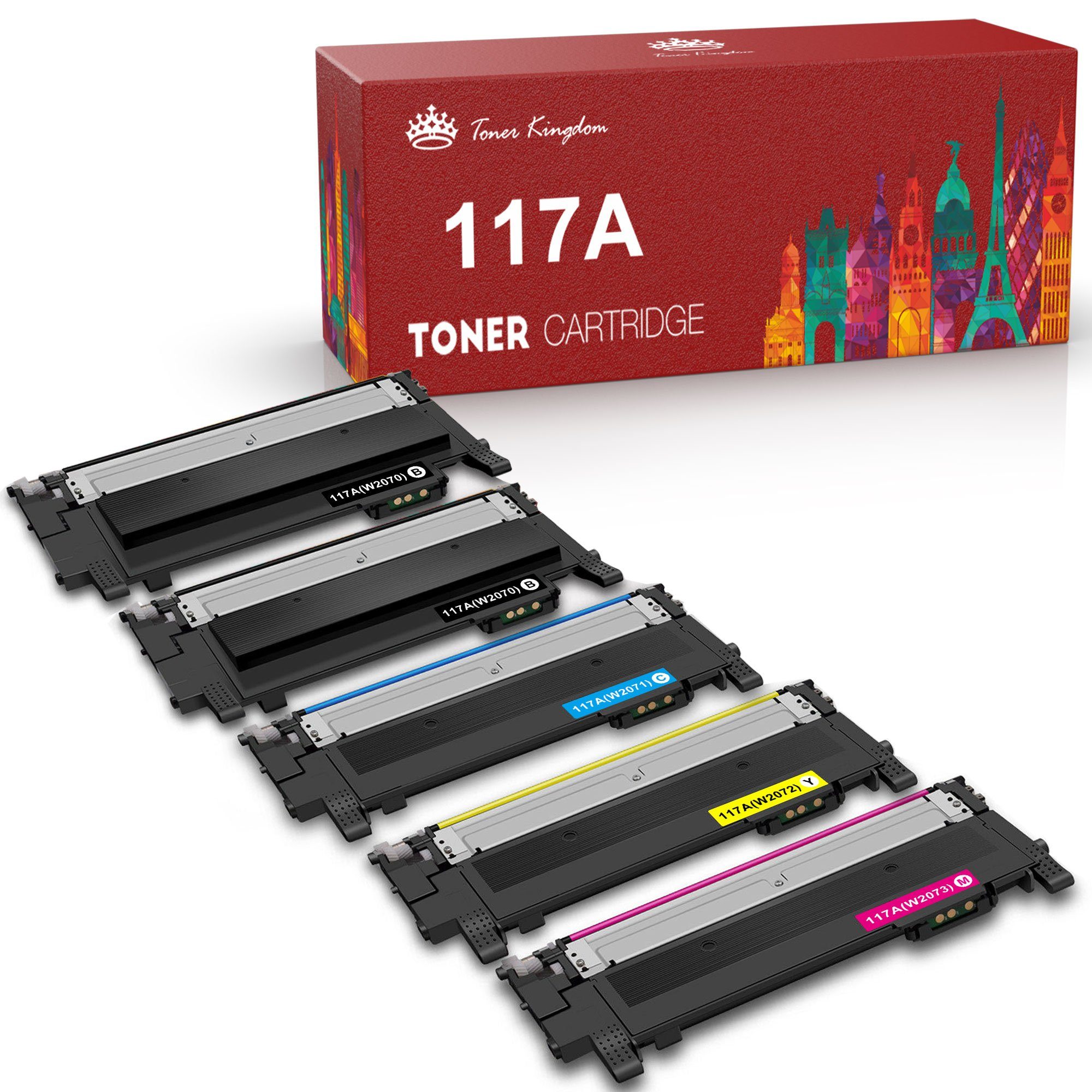 Toner Kingdom Tonerpatrone Ersatz für HP 117A 4er-pack mit Chip, Kompatibel für HP Color Laser MFP-178nwg