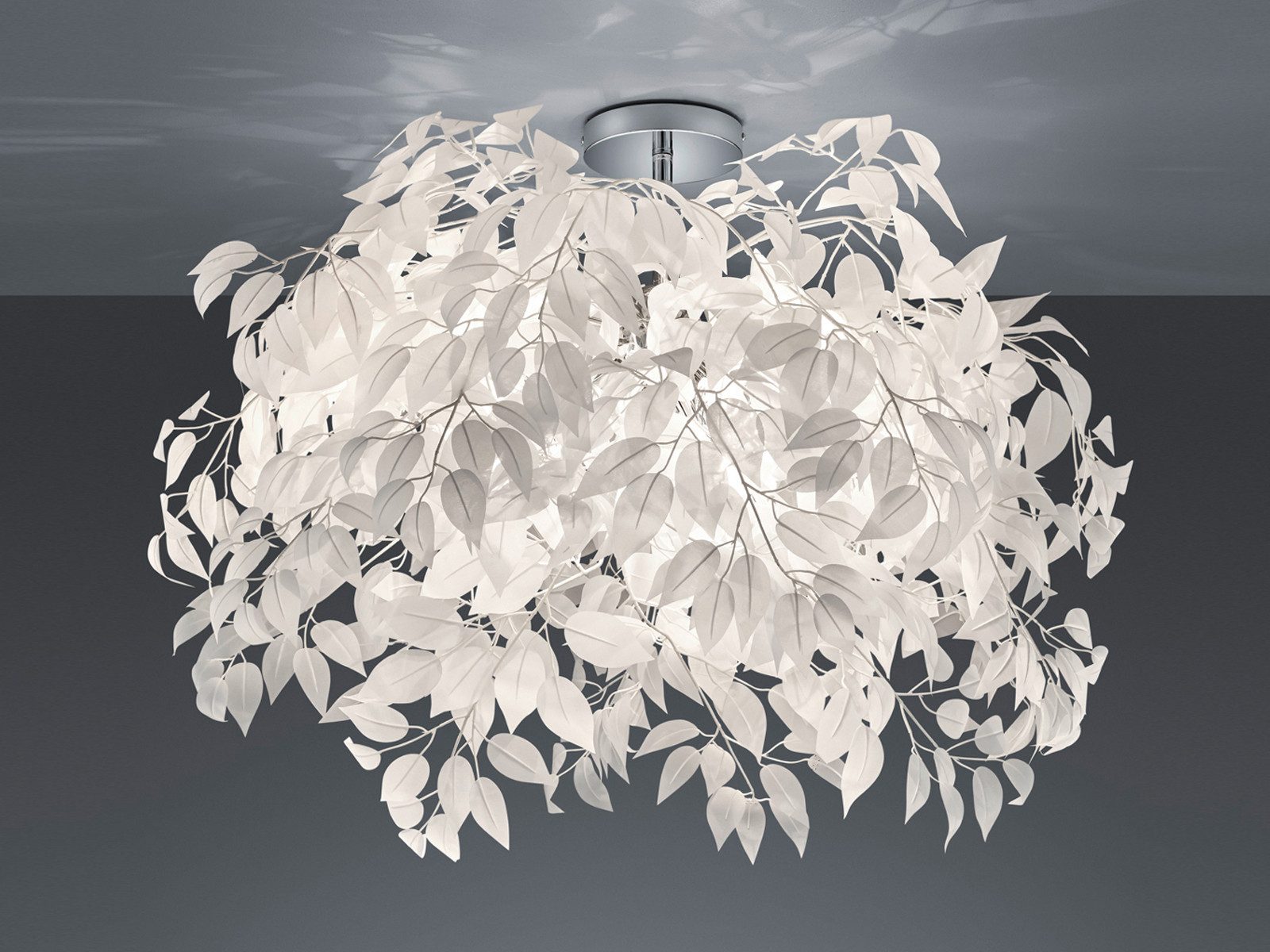 Reality Leuchten LED Deckenleuchte, Dimmfunktion, LED wechselbar, Warmweiß, groß-e ausgefallene Blätter Designer-lampe für Decke & Esstisch Ø 70cm