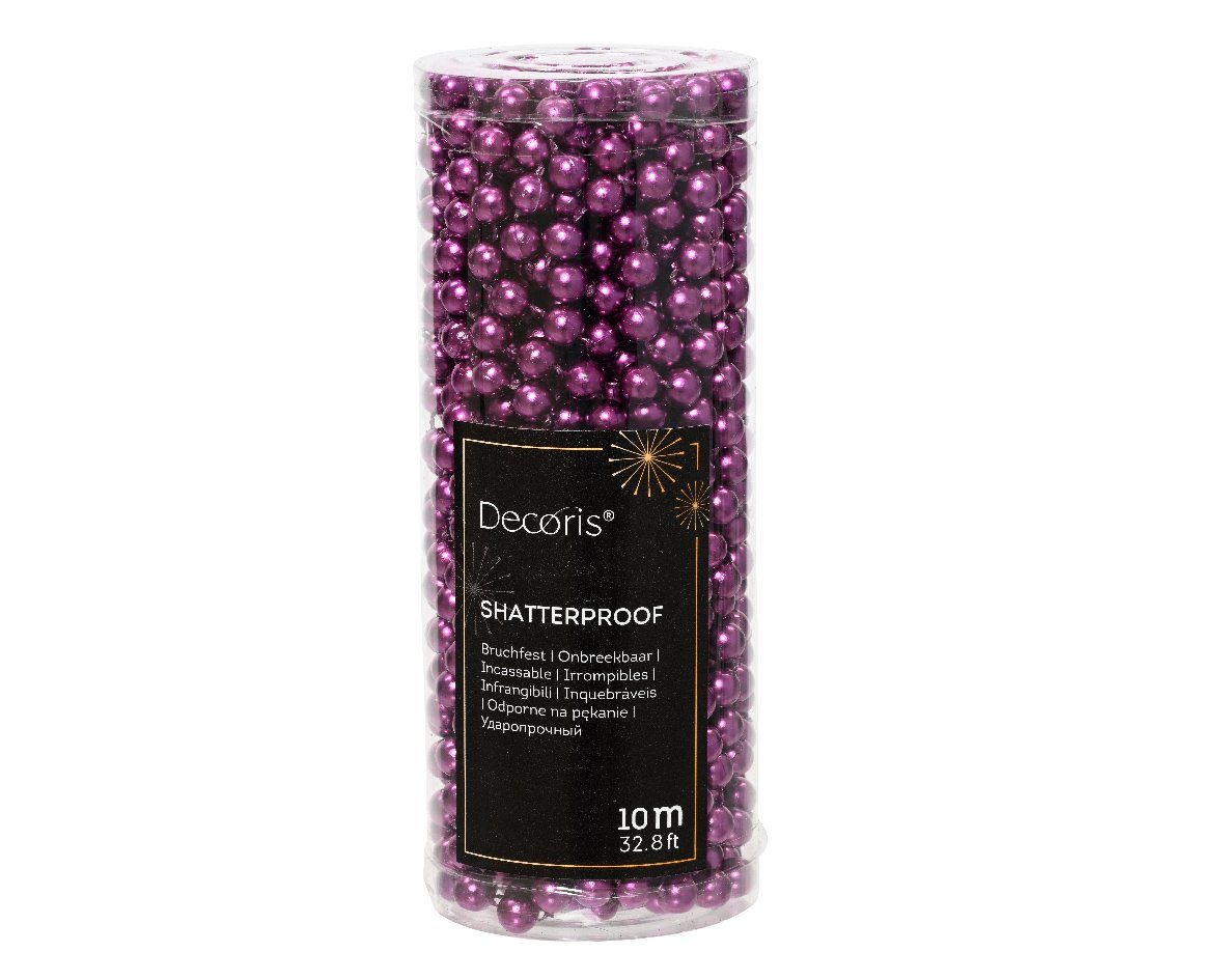 Decoris season decorations Girlanden, Perlenkette 8mm x 10m Kunststoff - Violett