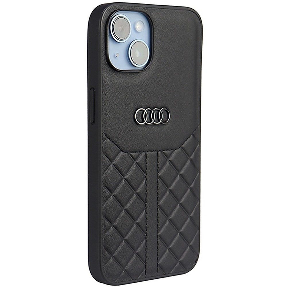 Audi Handyhülle Echtleder Schutzhülle 6,1 Zoll, Echtleder, Rautenmuster, offiziell lizenziert von Audi