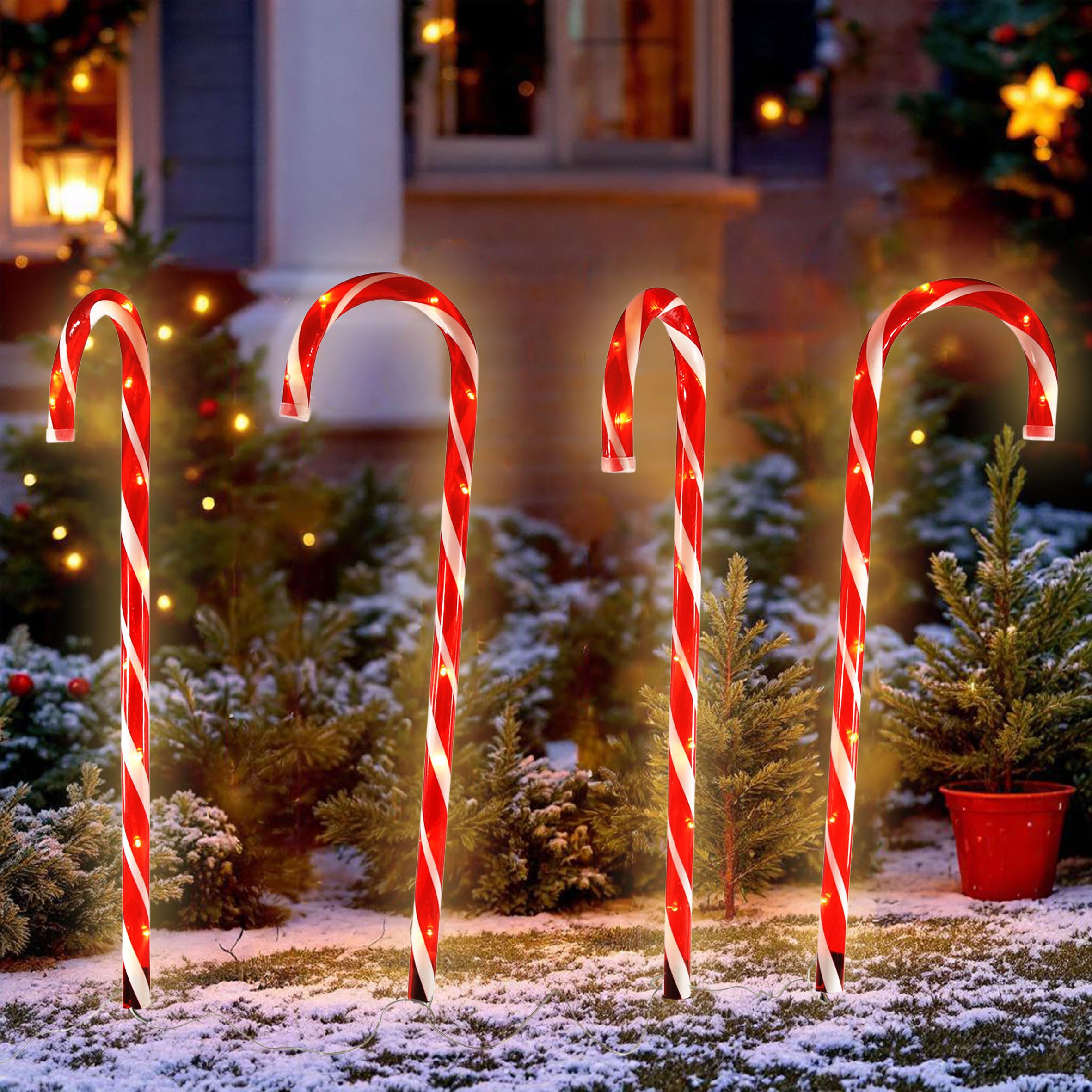 Spetebo Gartenstecker LED Zuckerstangen mit Timer (Anzahl, 1-St., Stück) mit 8 Leuchtfunktio