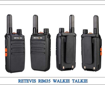Retevis Walkie Talkie RB635, LED-Taschenlampe PMR446,VOX,USB,für Restaurants,Hotels(4 Stück), Funkgeräte Professional, Lizenzfreie 16 Kanäle, Wiederaufladbares