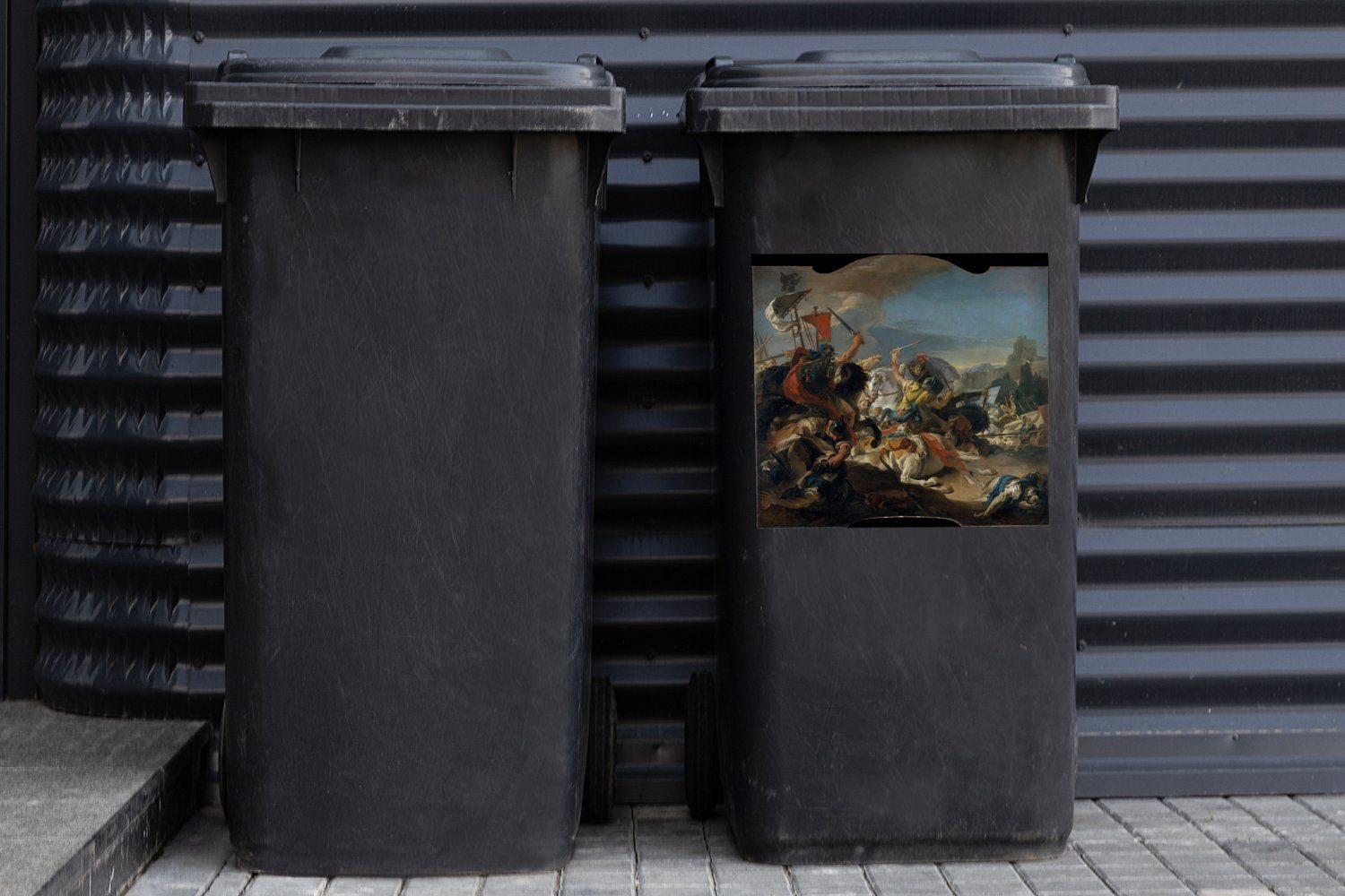 (1 Sticker, Mülleimer-aufkleber, von Gemälde Die MuchoWow St), - Giovanni Abfalbehälter Mülltonne, Vercellae von Schlacht Tiepolo Battista Wandsticker Container,
