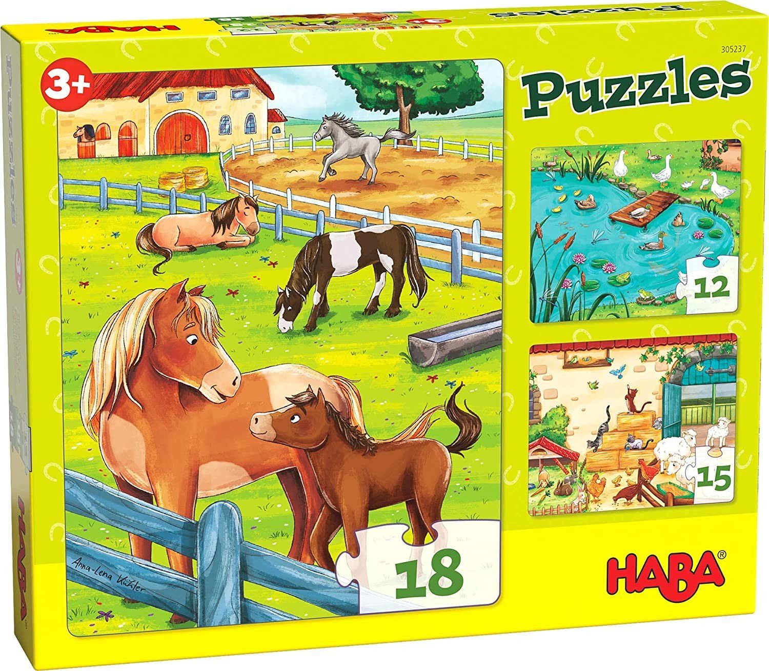 Haba Puzzle HABA 305237 - Puzzles Bauernhoftiere, 3 Puzzles mit 12, 15 und günstig online kaufen