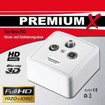 PremiumX Antennensteckdose PX3 Antennendose 3-Fach Enddose Aufputz Unterputz