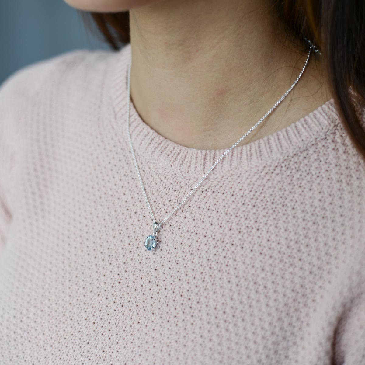 Materia Kettenanhänger Blautopas Anhänger Edelstein oval KA-204, 925 Sterli günstig online kaufen