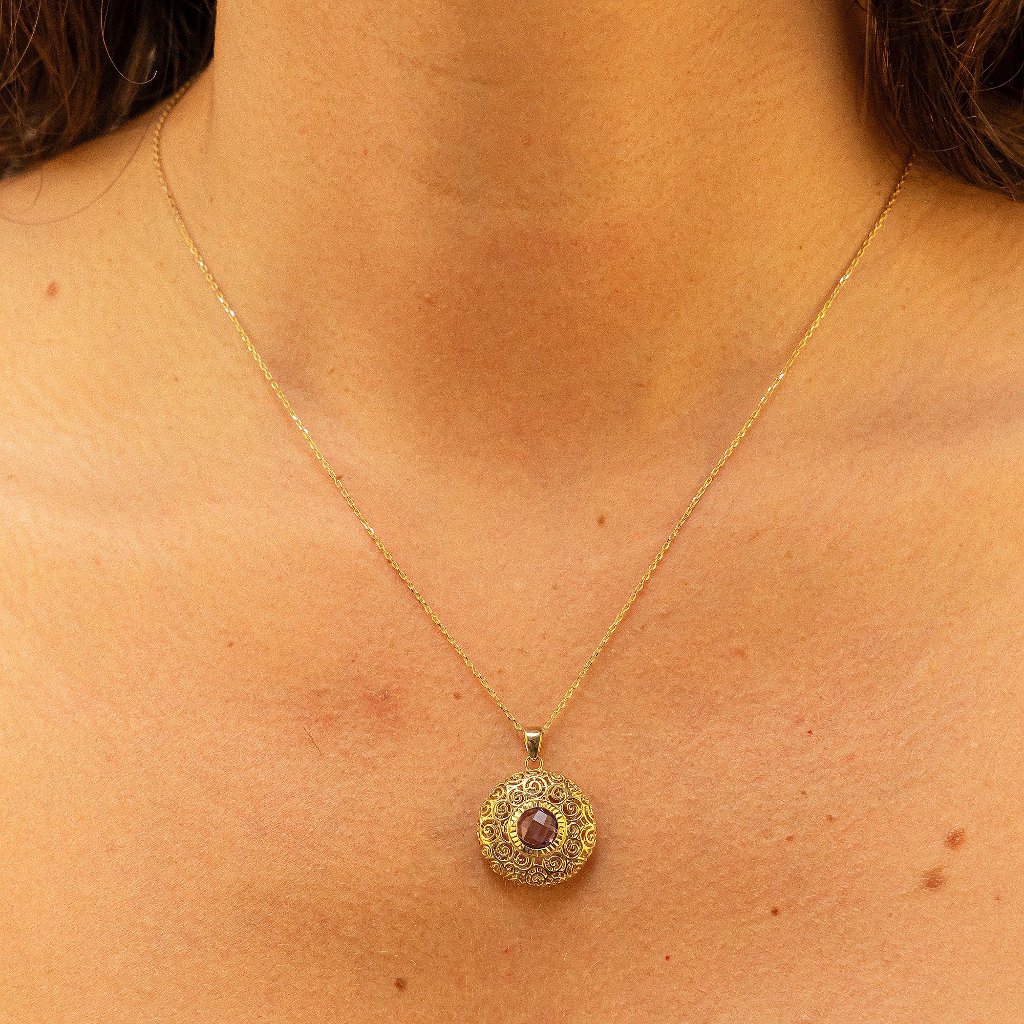 Fascination by Ellen K. Kette mit Anhänger Gold 333 mit echtem Amethyst 8mm