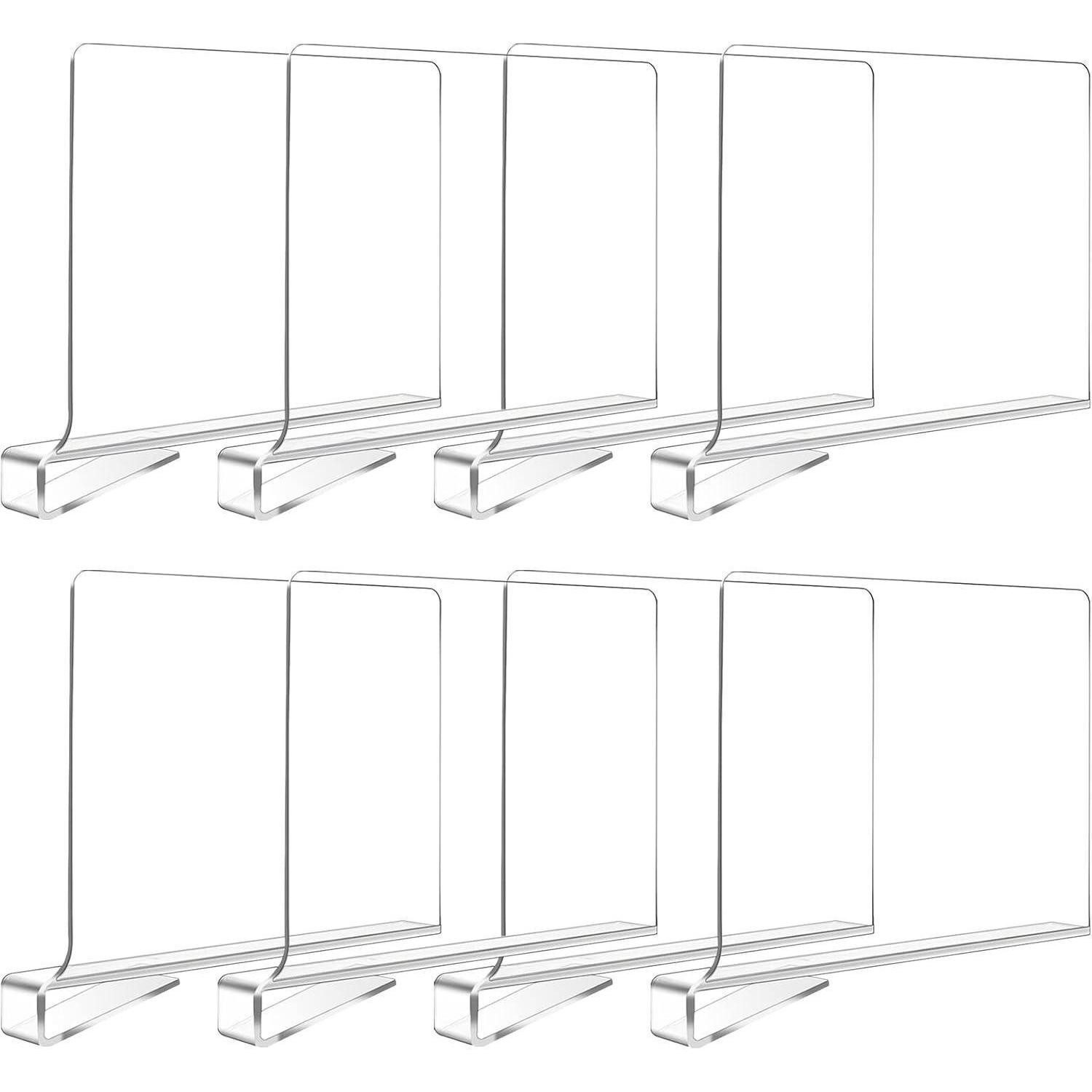 Hiziwimi Raumteilerregal 8er Set Transparente Acryl-Regalteiler für holzschrank, Schlafzimmer