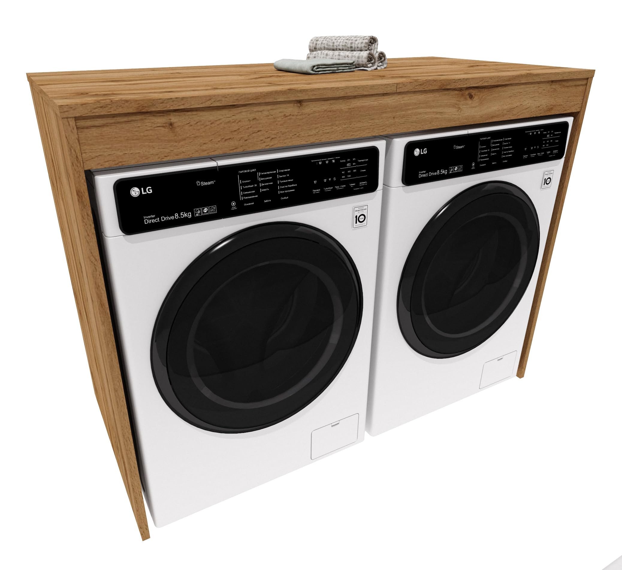 TREND WERK Waschmaschinenumbauschrank für Waschmaschine & Trockner B128,4 x T60,8 x H97 cm (Umbauschrank Badschrank, in 9 Farbvarianten für 2 Geräte nebeneinander) Doppelschrank für Waschmaschine & Trockner
