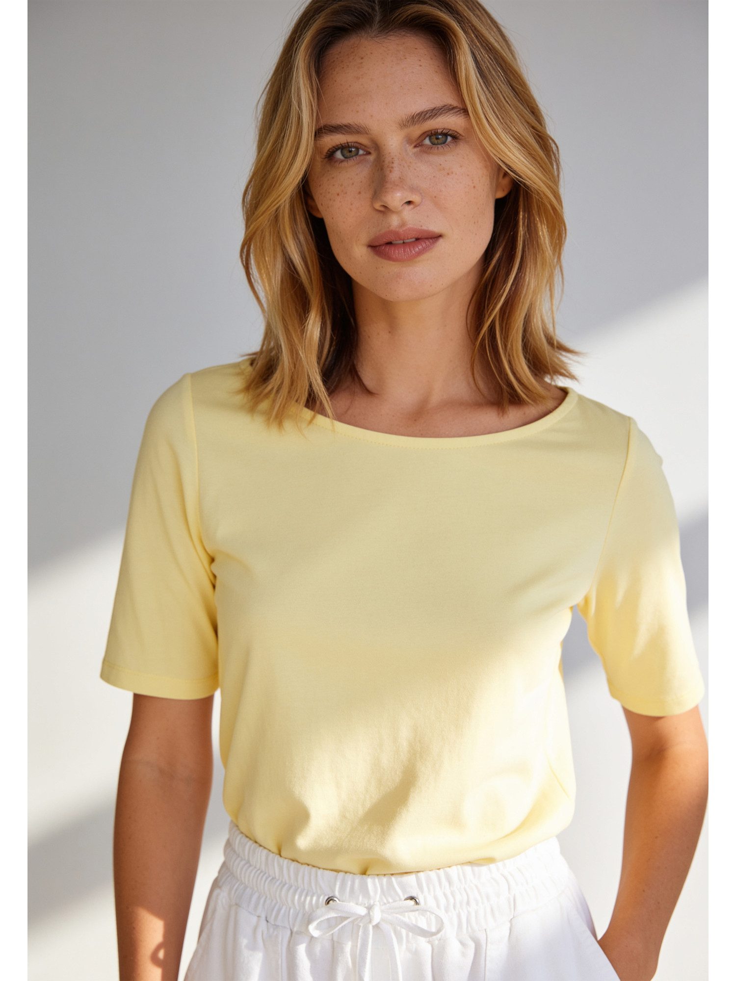 Kurzarmshirt unkompliziertes Stretch-Baumwollshirt