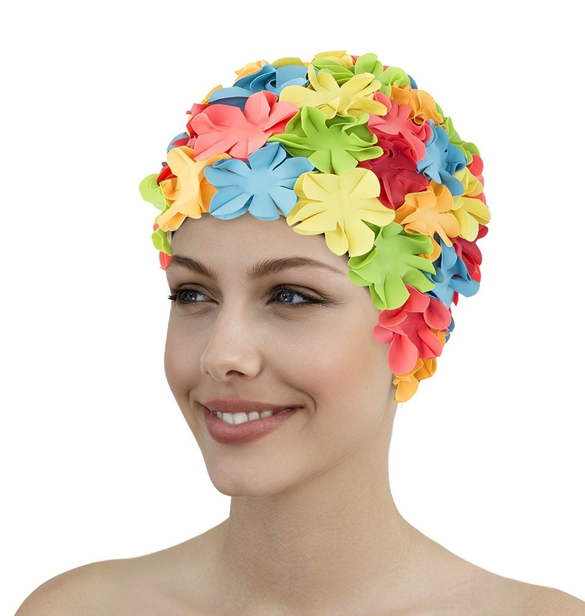 Fashy Badekappe Fashy - Badehaube Gummibadehaube Blüten Bunt (3191-01) Badekappe Gummi