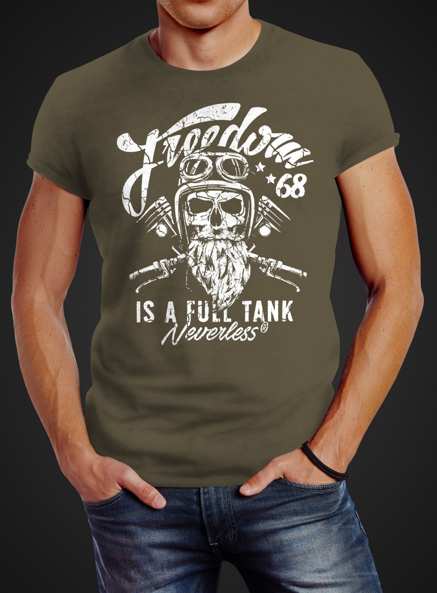 Neverless Print-Shirt Herren T-Shirt Biker Motorrad günstig online kaufen