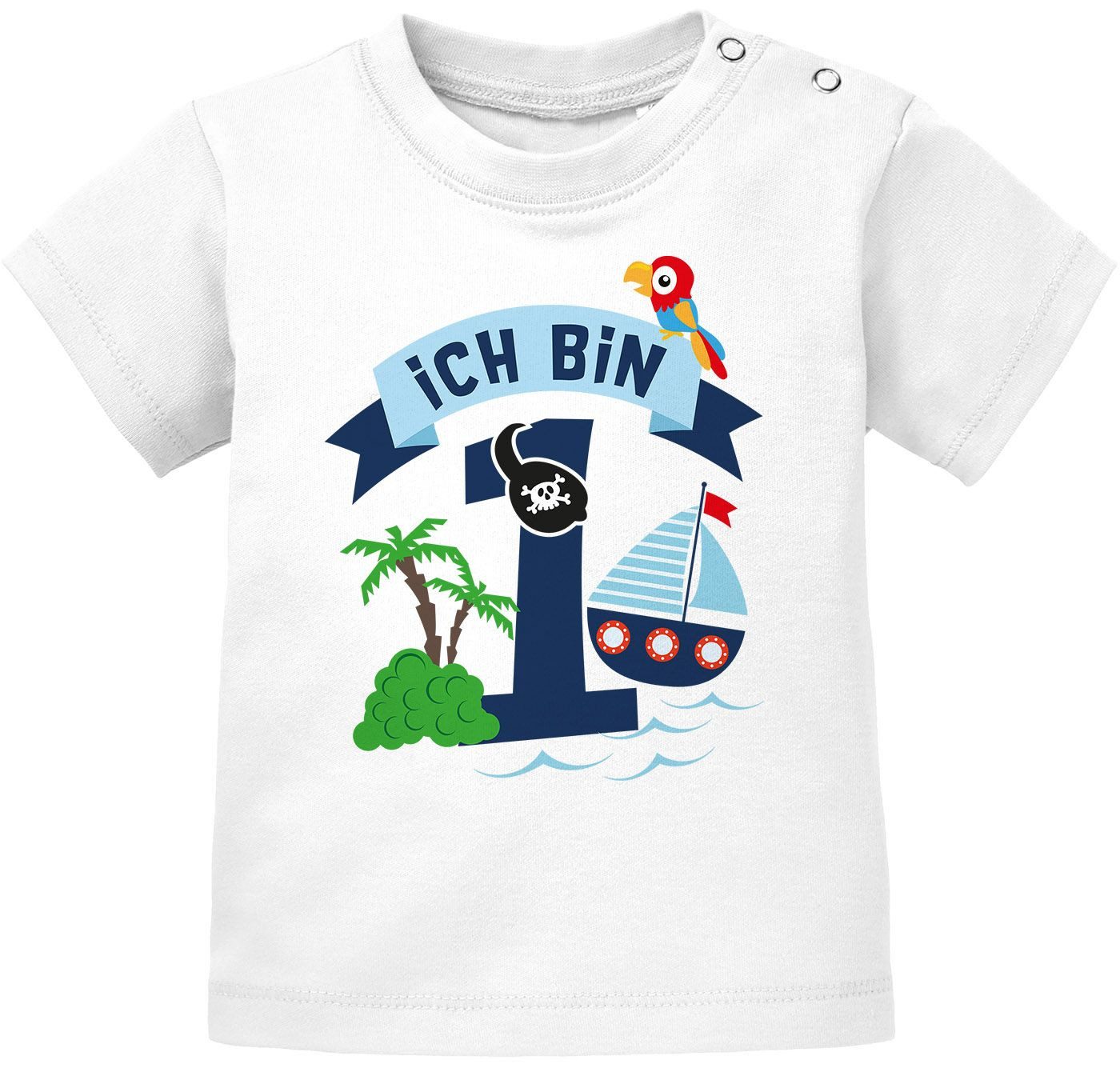 Print-Shirt Baby T-Shirt 1. Geburtstag Ich bin 1 Pirat Jungen Geburtstagsshirt