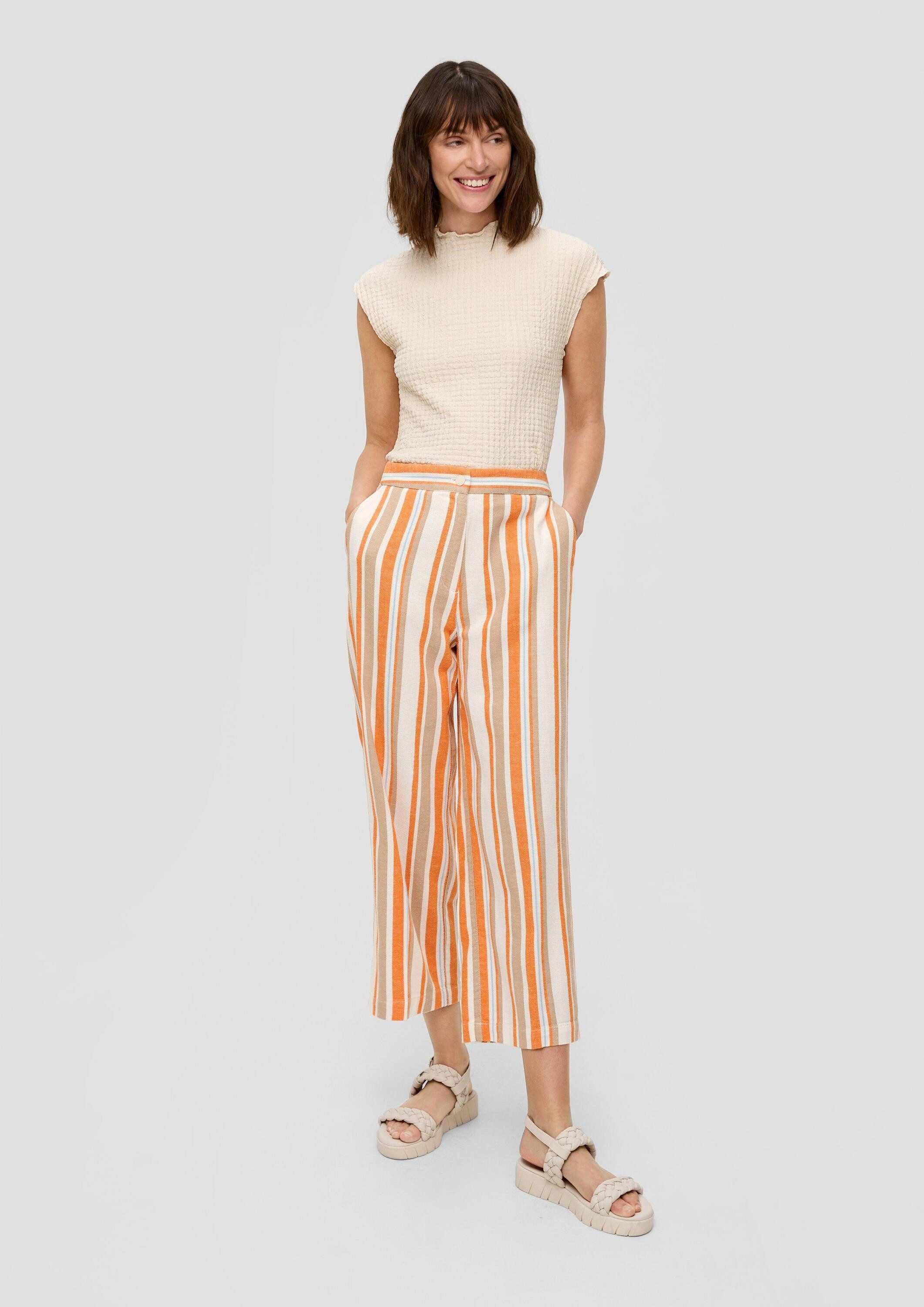s.Oliver Culotte Hose Gestreifte Stoffhose mit Bundfalten