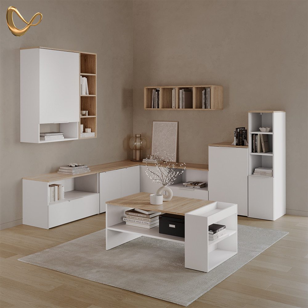 Livinity® Lowboard Piave, Weiß/Sonoma, 60 x 50 cm mit Schublade (1 St)