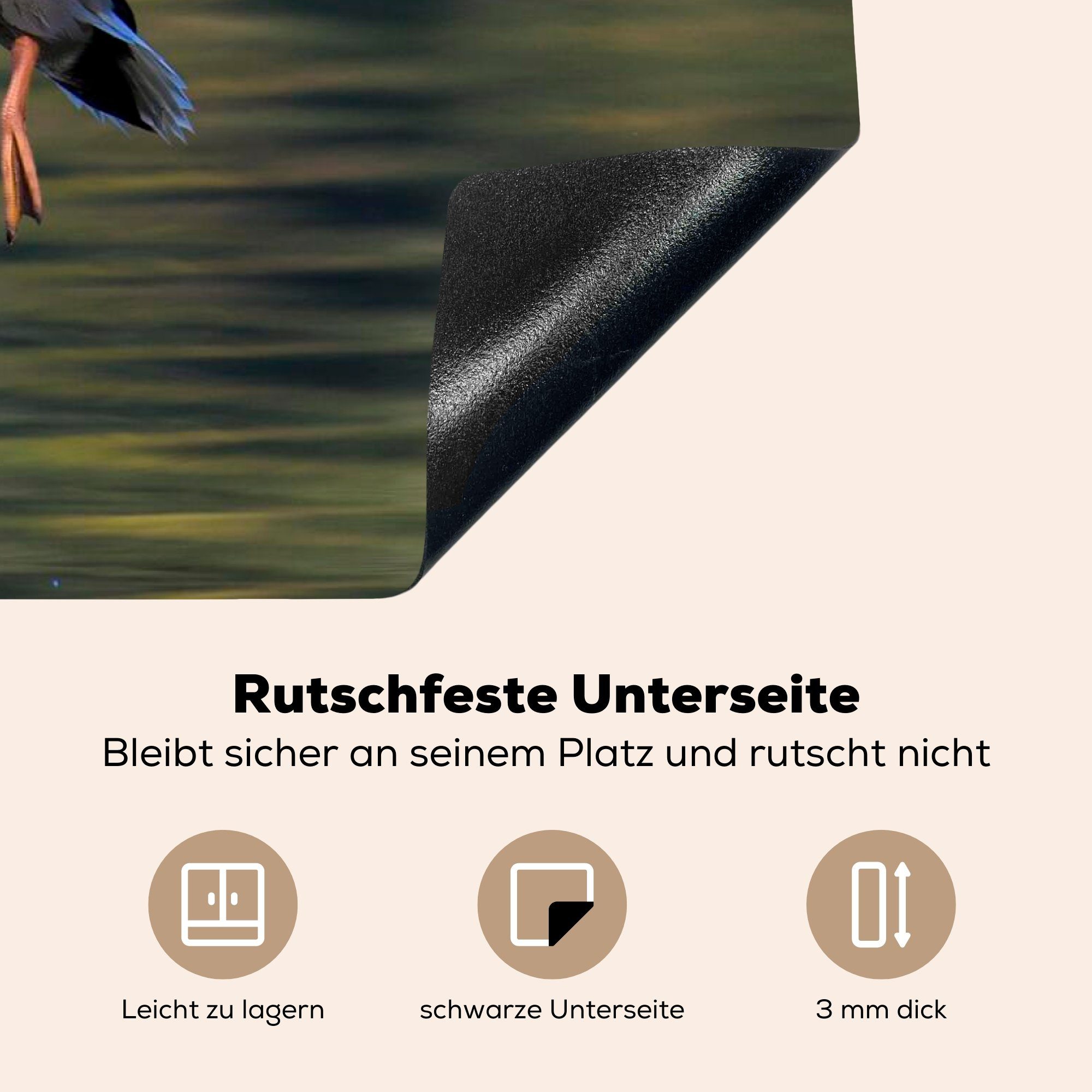 Ente Wasser Herdblende-/Abdeckplatte Ceranfeldabdeckung für küche, - Schutz MuchoWow 81x52 - tlg), (1 Vinyl, cm, die Induktionskochfeld Vogel,