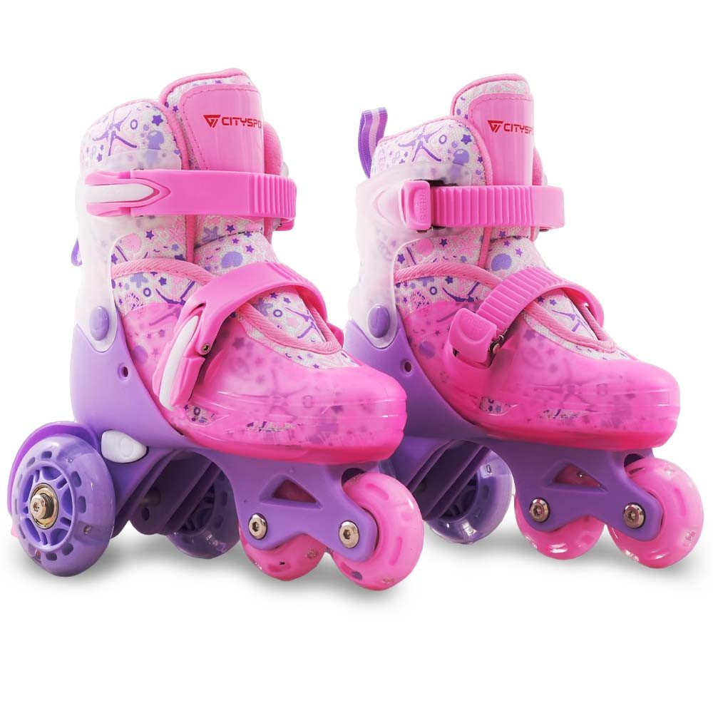 CITYSPORTS Rollschuhe Verstellbar Inliner Leucht Inlineskates für Mädchen/Jungen, mit Leuchtenden Rädern,Geschenke für Mädchen/Jungen