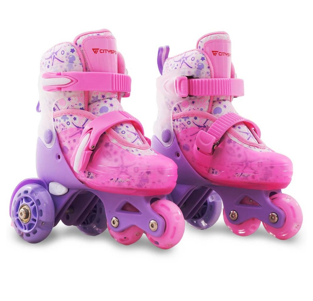CITYSPORTS Rollschuhe Verstellbar Inliner Leucht Inlineskates für Mädchen/Jungen, mit Leuchtenden Rädern,Geschenke für Mädchen/Jungen