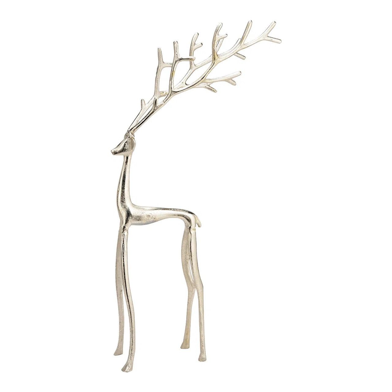 Interdesign24 Weihnachtsfigur Hirsch silver, Silber Metall 59 cm
