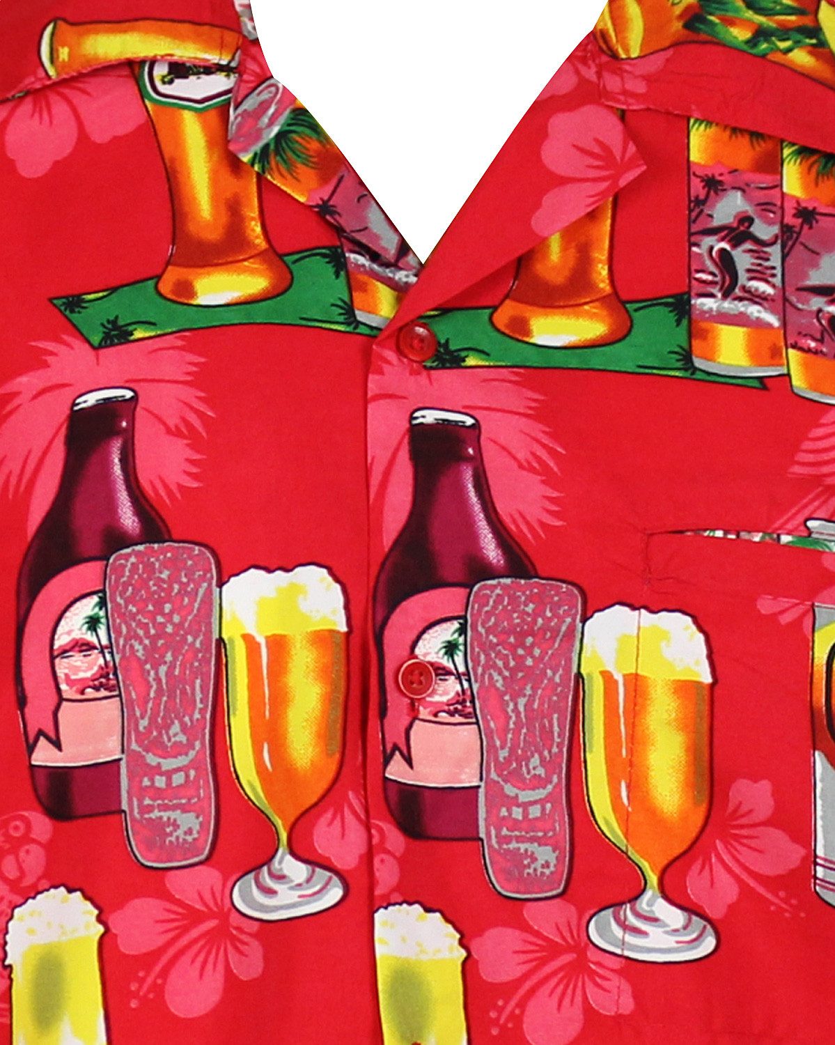 King Kameha Hawaiihemd Beerbottle Funky Hawaii-Hemd Herren Kurzarm Front-Tasche Stylish