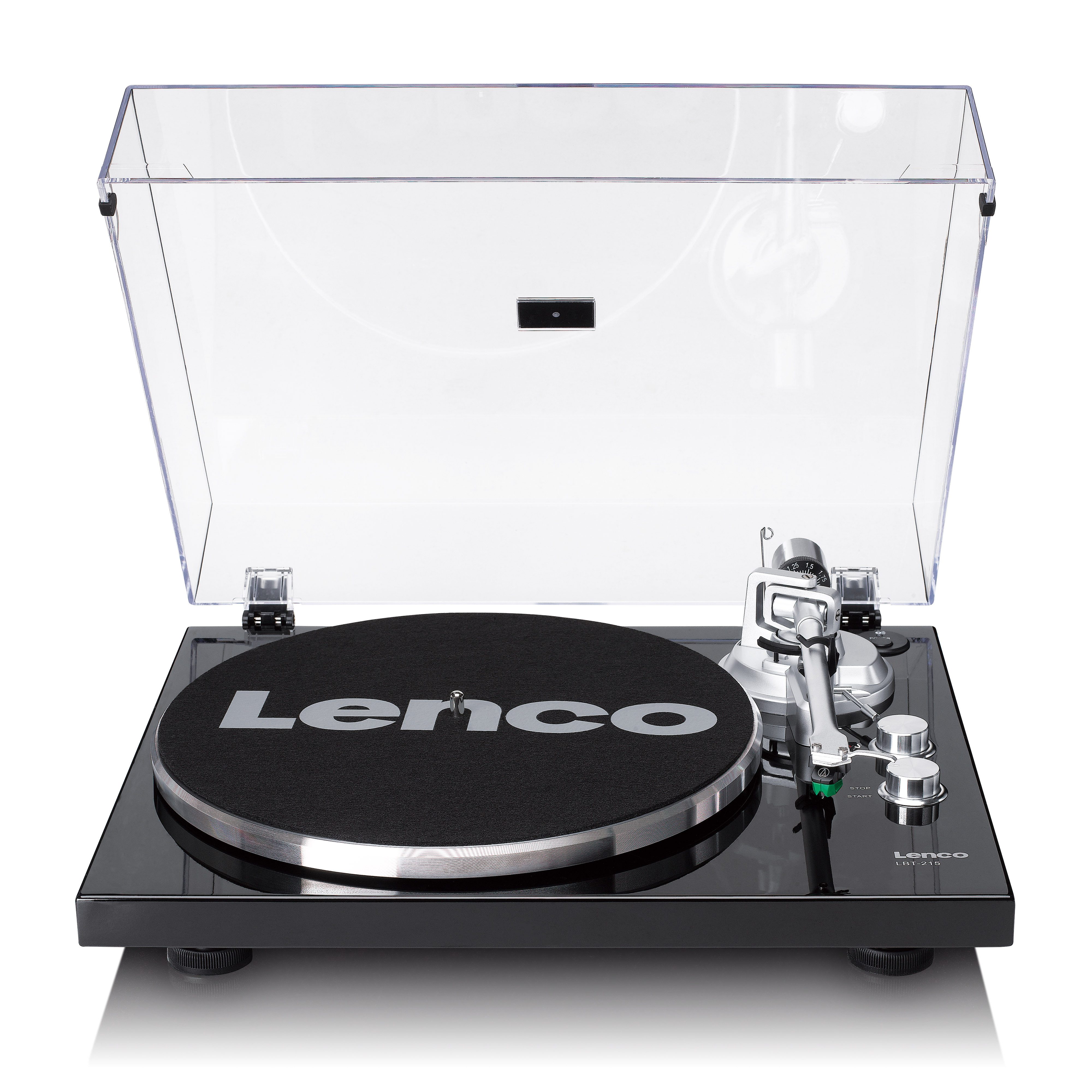 Lenco LBT-215BK Plattenspieler (Riemenantrieb, Bluetooth, Bluetooth-Streaming, USB-Konvertierung, Anti-Skating, Riemenan)