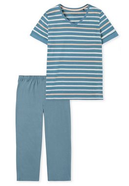 Schiesser Pyjama Casual Essentials (Set, 2 tlg) Schlafanzug - Baumwolle - Atmungsaktiv - Set aus T-Shirt und 3/4-Hose