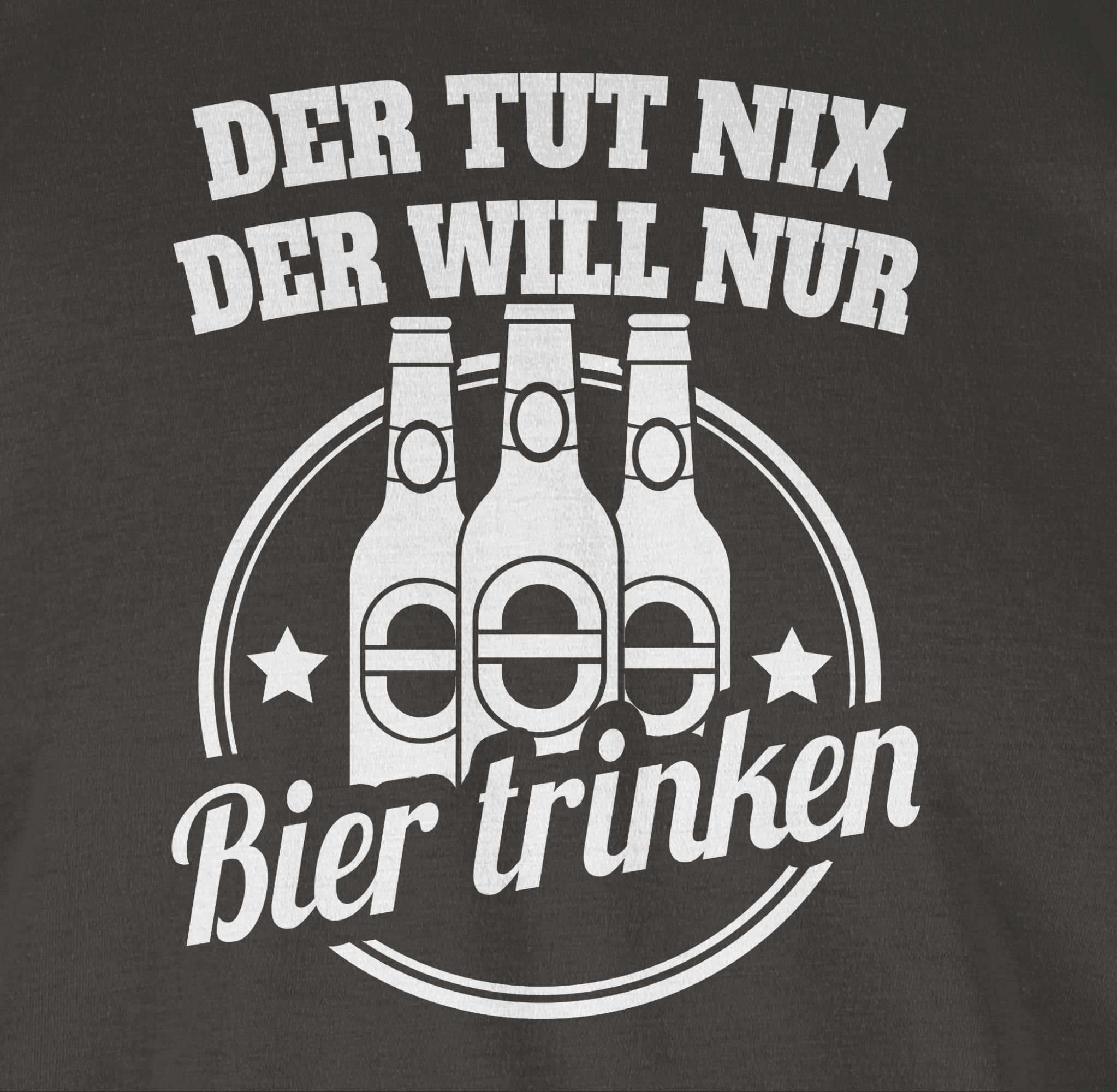 Sprüche Statement T-Shirt der nix 2 Dunkelgrau trinken Spruch nur mit will Shirtracer Bier tut Der