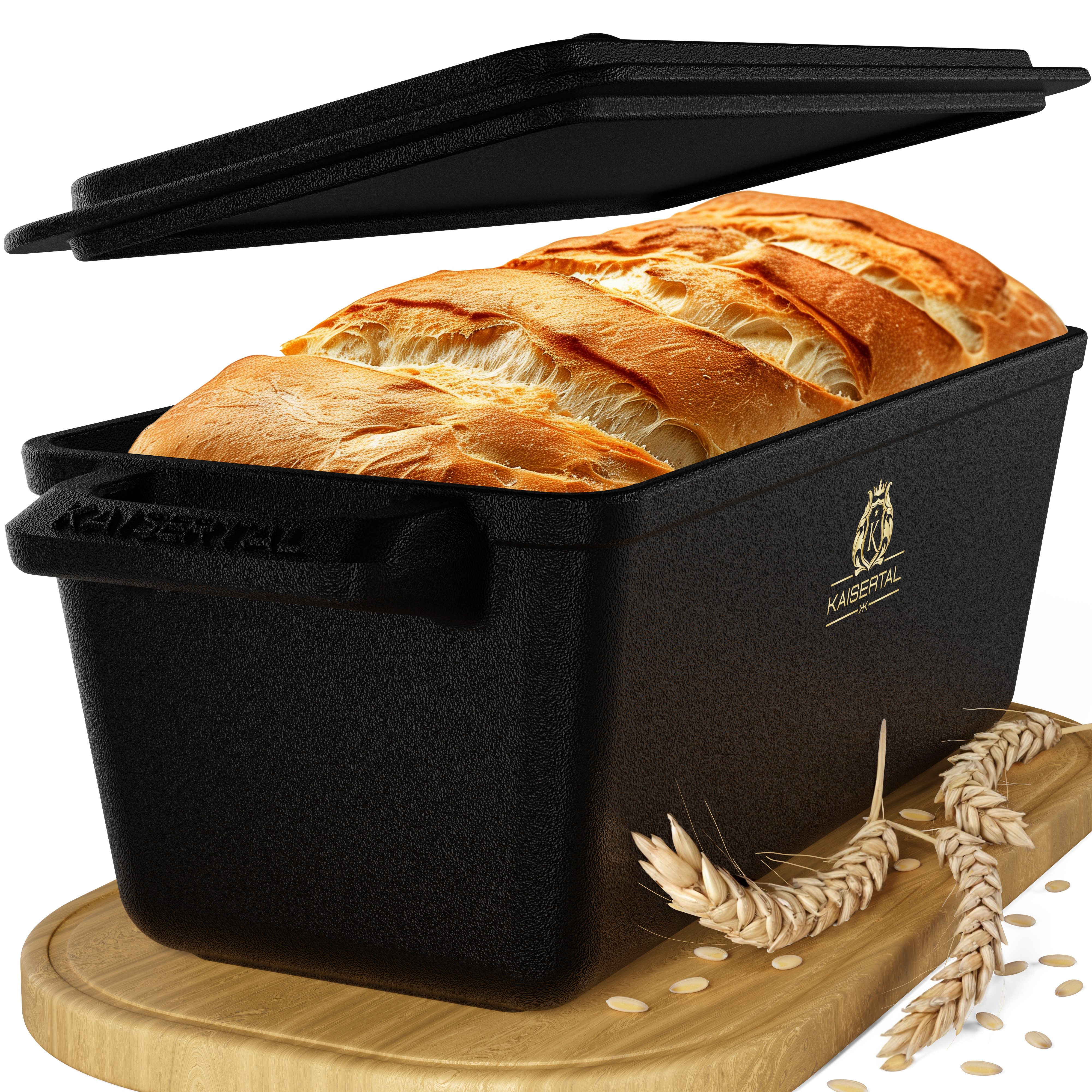 Kaisertal Brotbackform KAISERTAL Robuste 4in1 Brotbackform mit Deckel [3L][28CM] - Gusseisen, Kastenform, Toastbrot Backform, Brotform, Brottopf