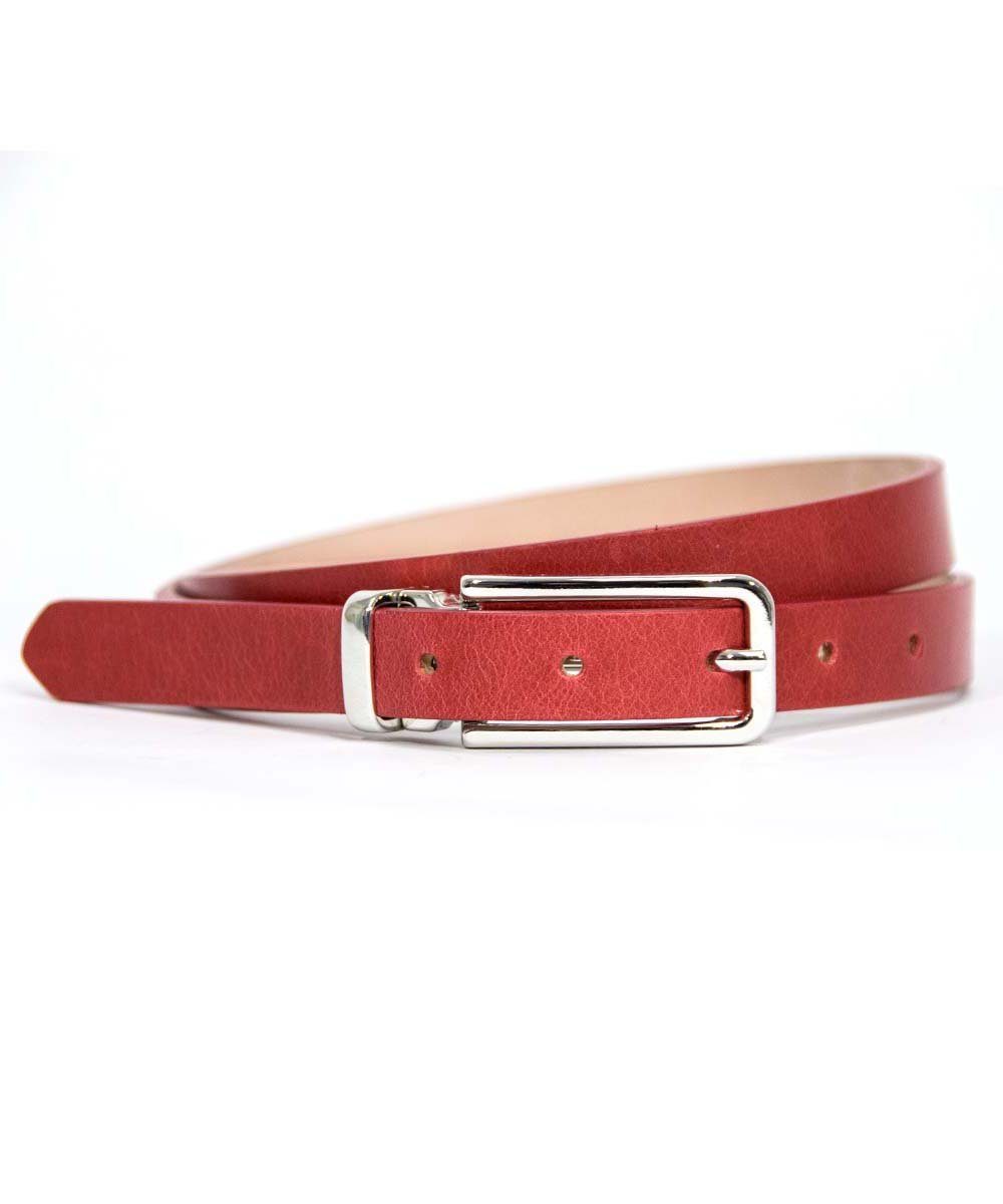 Bag & Belt Ledergürtel Damen-Vollleder-Gürtel 2 cm rot