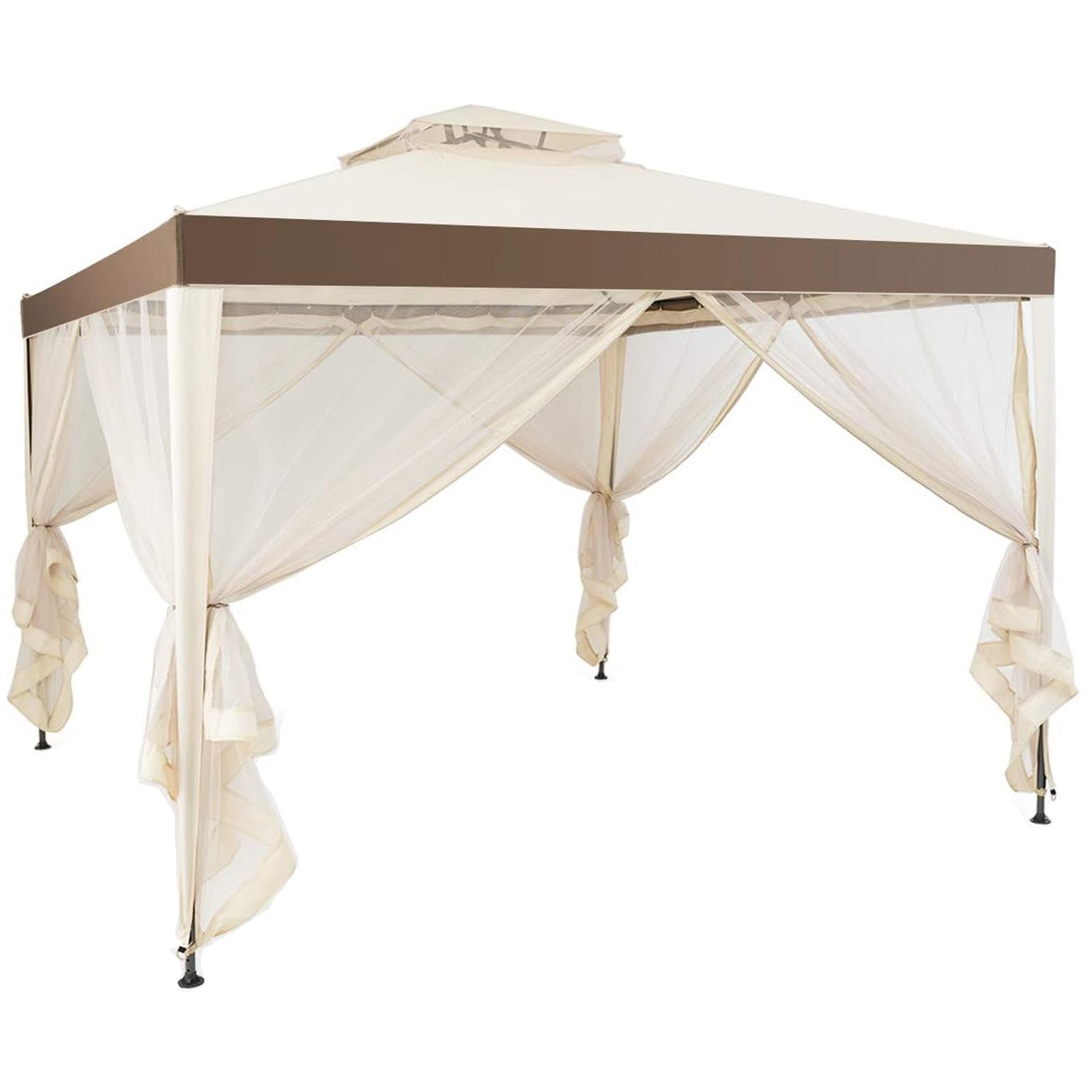 KOMFOTTEU Pavillon, Gartenpavillon Sonnenschutz Pavillon Gartenzelt, 3 x 3 m