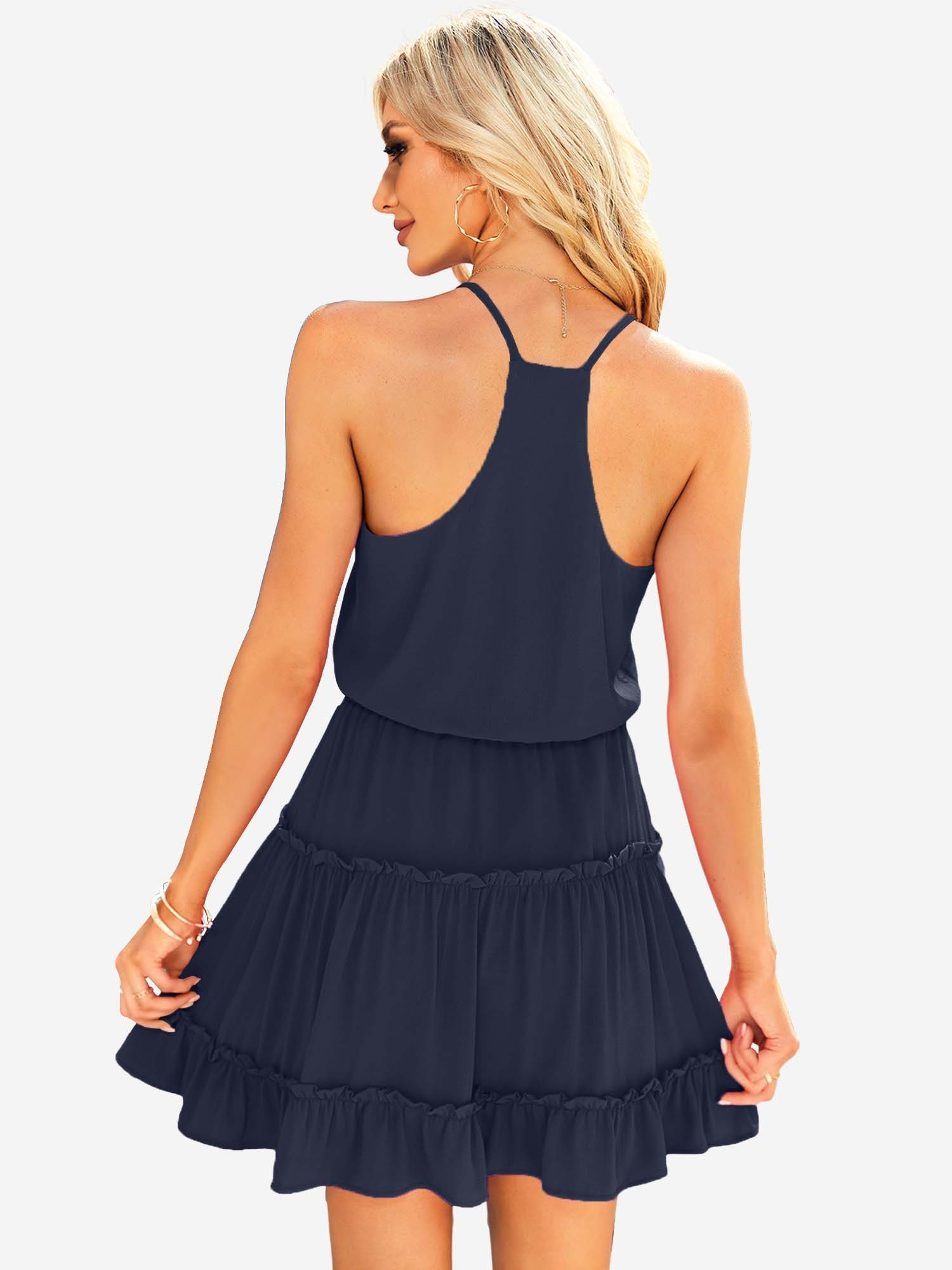 Imily Bela Minikleid Damen Sommer Minikleid Strand Urlaub Rüschen V-Ausschn günstig online kaufen