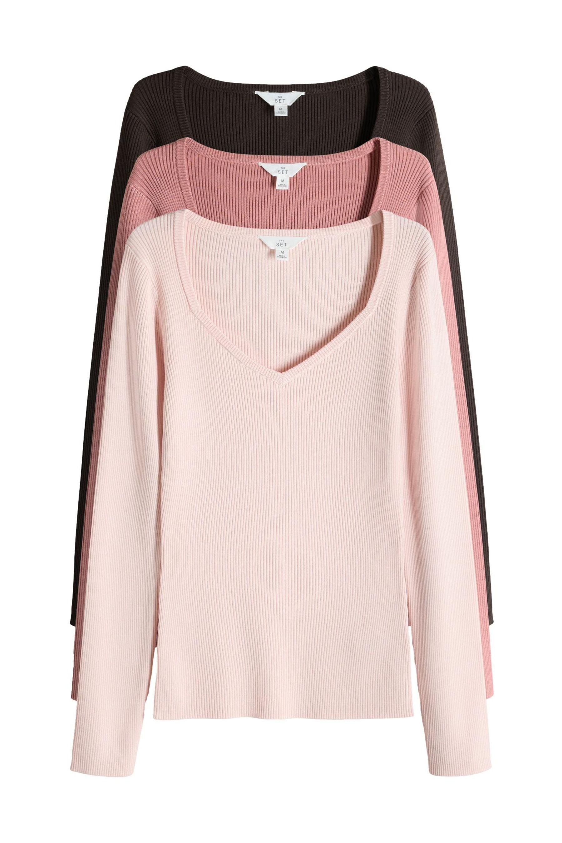 The Set Langarmshirt 3er-Set The Set Langärmelige Strickoberteile (3-tlg)