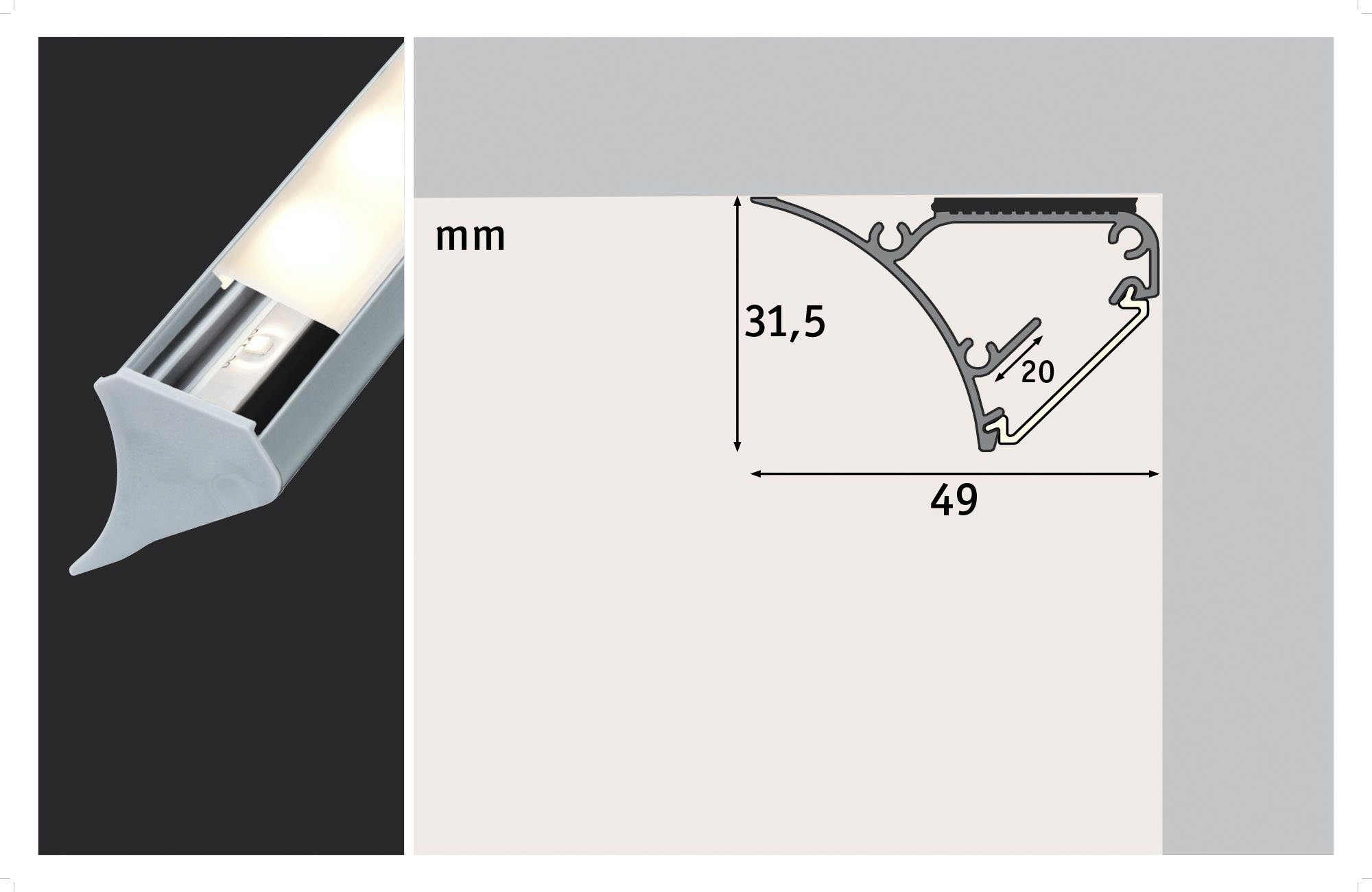 Grau, Profil Corner LED-Streifen Kunststoff Kunststoff 100 Paulmann Grau, cm