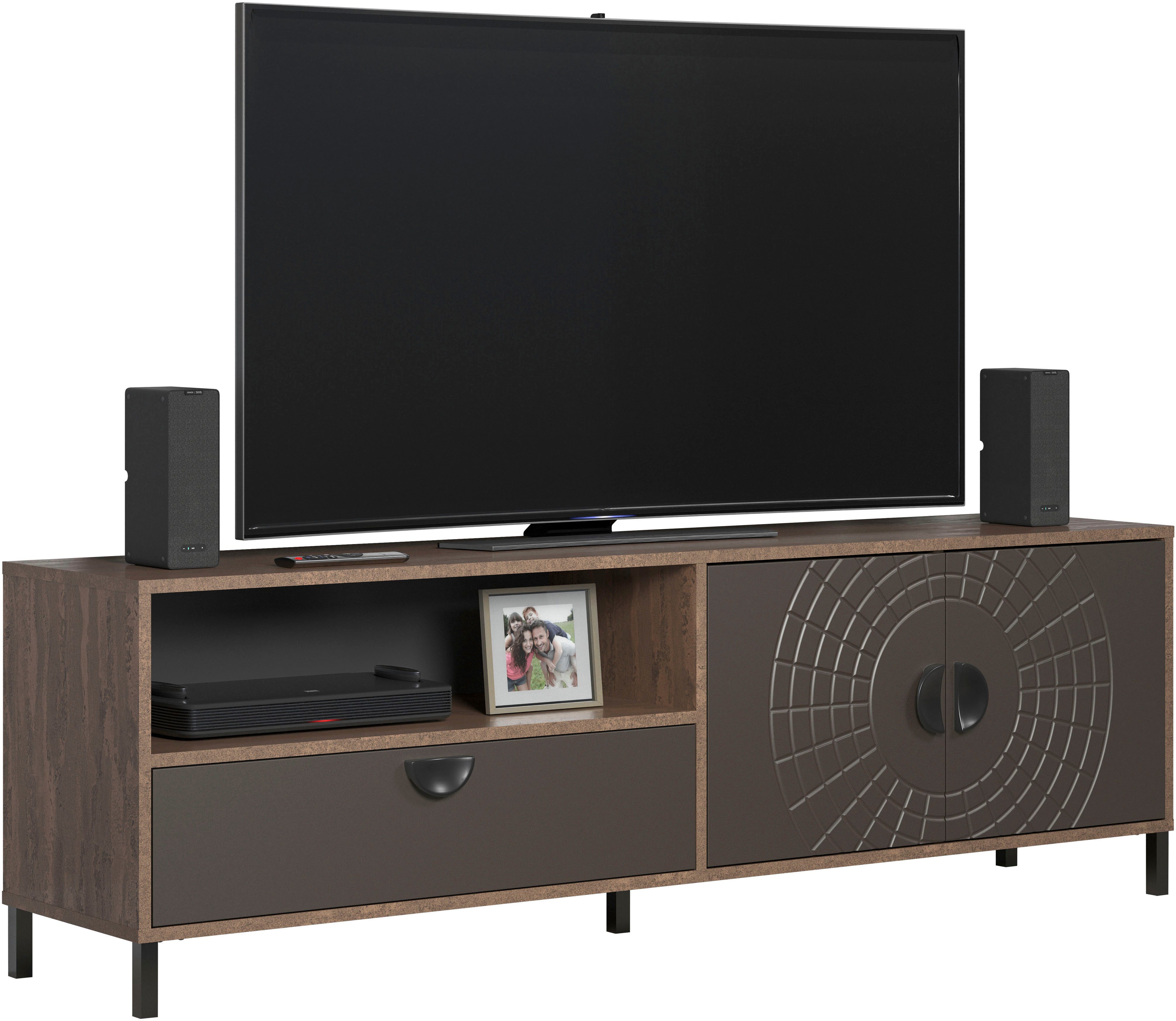 Home affaire Lowboard Fusion (1 St), TV-Lowboard mit Soft-Close-Türen & Schubkasten – (B/T/H) 183/40/55 cm