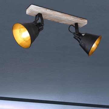 etc-shop LED Deckenspot, Leuchtmittel nicht inklusive, Vintage Decken Leuchte Holz Lampe Spot Strahler Leiste verstellbar