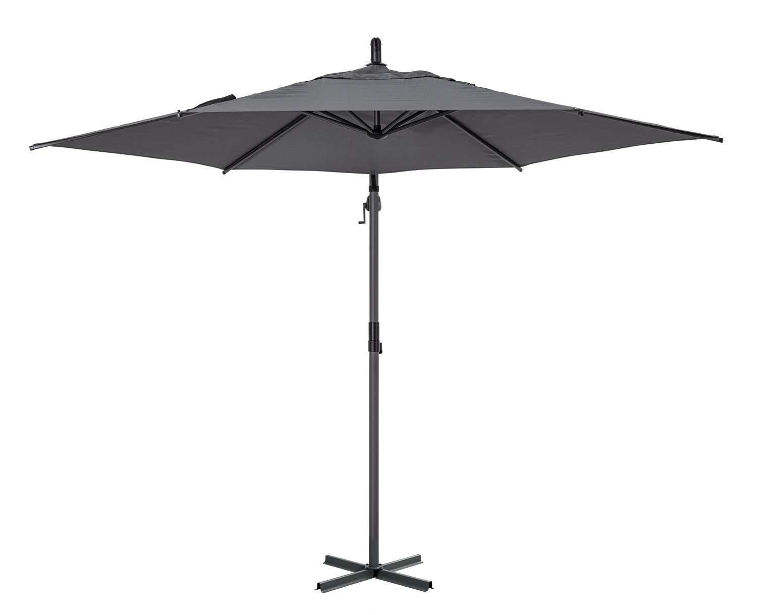 Bizzotto Ampelschirm TROPEA, Anthrazit, Ø 300 cm, Aluminium, Drehbar, Schwenkbar, Höhenverstellbar, mit Plattenständer, Polyester