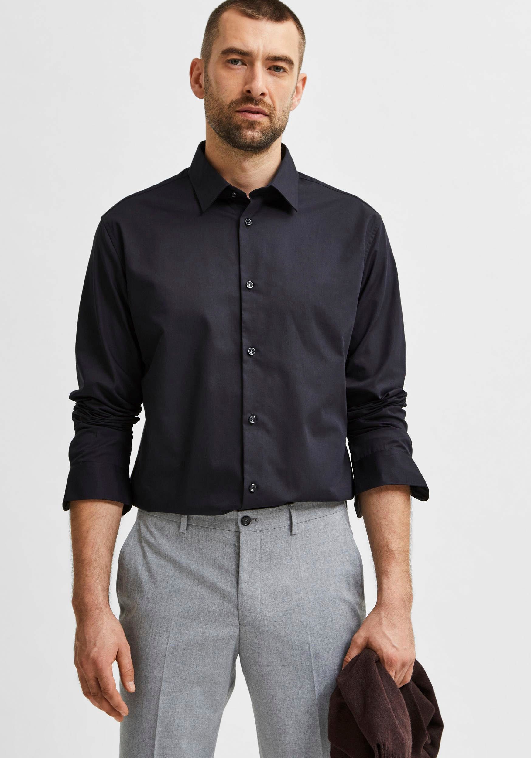 SLHSLIMETHAN SHIRT Businesshemd schwarz SELECTED HOMME