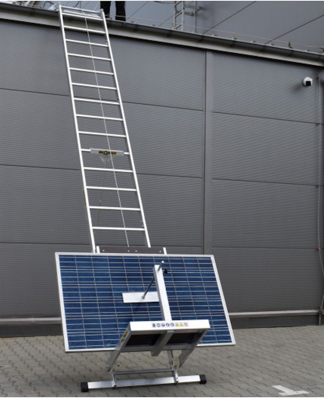 TRIZERATOP Anlegeleiter Dachdeckeraufzug mit 12m (Dachdeckeraufzug Transportwagen) Solarpanel Schlitten Länge Länge 12m